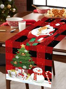 1 件 35*180 厘米圣诞老人和圣诞树图案设计涤纶圣诞桌旗，桌布桌旗是家庭圣诞派对的完美装饰，圣诞快乐派对房间桌面装饰用品，桌布，圣诞节 - 彩色 - 查看 5