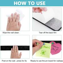 5/8 Packs Felt Adhesive Bulletin Board For Bedrooms Offices Home Wall Decoration, Notice Board Self Adhesive Cork Board With 35 Push Pins For Paste Notes, Photos, Schedules Back To School - Black - View 5