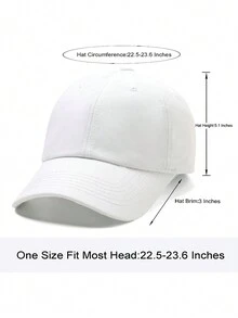 1 件男女通用纯黑色棒球帽，短帽檐，休闲马术风格帽子，防晒 - 白色 - 查看 6