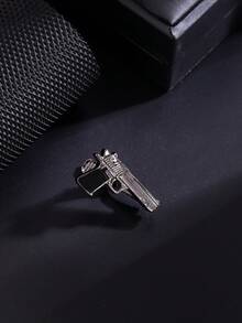 1 pieza Clip de corbata personalizado divertido y genial con diseño de pistola en color negro para hombres - Negro de pistola - Ver 34