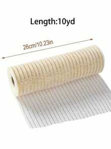 1pc Hollow Out Gold Wire DIY Grid Ribbon, Christmas Wedding Party Tulle Xmas Tree Home Decor Ribbon, Christmas Birthday Party New Year Decoration Gold Wire Net Ribbon,Christmas
