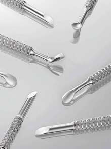 俄罗斯不锈钢角质层推棒，指甲和死皮去除器，双头美甲美足工具，美甲用品，美甲工具，美甲艺术工具，返校季，美甲，美甲工具（适用于假指甲），美甲美足工具 - 彩色 - 查看 6