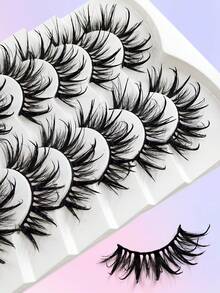 Asiteo 7 Pairs Exaggerated Cartoon Style False Eyelashes, Wet & Fluffy Thick Faux Mink, Reusable, Suitable For Cosplay Makeup - 尖尾漫畫款 - 查看 5