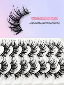 Asiteo 7 Pairs Exaggerated Cartoon Style False Eyelashes, Wet & Fluffy Thick Faux Mink, Reusable, Suitable For Cosplay Makeup - 尖尾漫畫款 - 查看 3