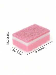 5pcs Strong Stain Removal Sponge, Dual-Purpose Cleaning Wave Sponge For Kitchen,Kitchen,Bathroom,Home,Household Supplies - Pink - View 3