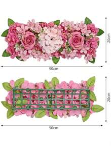 19.68in Artificial Flower Arrangement, Wedding Hotel Banquet Long Table Flowers, Wedding Arch Flower Arrangement, Wedding Party Decoration Floral Arrangement Wall Backdrop Realistic Wall Floral Decor - 深粉紅色 - 查看 4