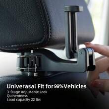 Car Seat Hooks For Purses And Bags With Phone Holder, Universal Car Headrest Storage Organizer Hanger Hook With Lock, 360° Rotation Headrest Hooks, 2 In 1 Car Headrest Hooks, 2 Pack, Silver