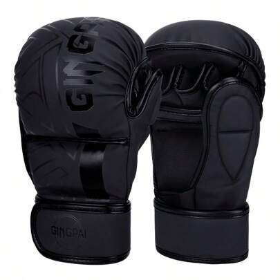 GINGPAI 半指拳击手套 MMA 专业训练 泰拳 拳击 无指沙袋手套 青少年及成人适用