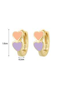 Artepollo 1 Pair 925 Sterling Silver Hypoallergenic Heart Shaped Hoop Earrings, Delicate & Compact, Gift Box Packaging, Gift For Kids, Young Girls, Friends Birthday