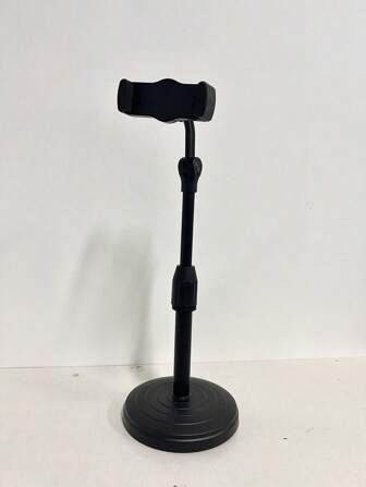 1 件黑色桌面式手机支架，简约设计，高度可调，360° 旋转，用于直播，兼容 、Android 手机，生日、家人、朋友手机支架礼物，手机配件