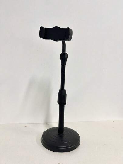 1pc Black Desktop Style Phone Holder, Minimalist Design With Height Adjustable, 360° Rotatable For Livestreaming Compatible With IPhone, Android Phone, Gift For Birthday, Family, Friends Phone Stand, Phone Accessories