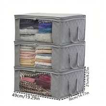 1 khối lưu trữ tủ quần áo có thể gập lại - Rộng rãi, có thể thu gọn và di động với nắp và tay cầm tiện lợi - Lý tưởng cho việc sắp xếp tủ quần áo trong phòng ngủ, hoàn hảo để đựng quần áo, chăn bông và vải lanh - Xám - Xem 3