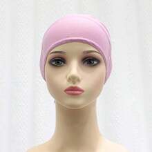 1pc Women's Comfortable Solid Colored Beanie Hat For Chemo Patients With Straps - Multicolor - View 20