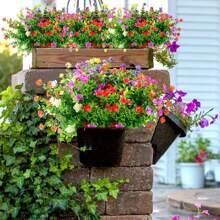 1 pieza Flores artificiales, plantas artificiales resistentes a los rayos UV, plantas de plástico para exteriores, plantas artificiales que no se descoloran para decoración de verano al aire libre