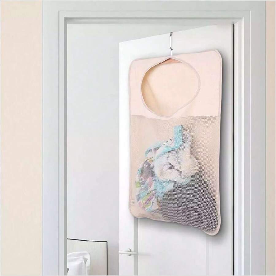 Over Door Hanging Laundry Hamper Bag Collapsible Mesh Heavy Duty Clothes Storage - 彩色 - 查看 1
