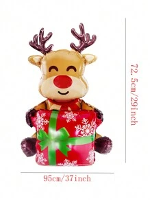 1pc 3D Gift Box Santa Claus Foil Balloons Gift Box Elk Balloon Christmas Balloons Christmas Decorations For Home Christmas 2025, Christmas - Multicolor - View 10