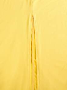 优雅纯色无袖开衩下摆正式单肩连衣裙 - 黃色 - 查看 8