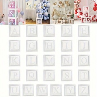 1pc/Box 25cm/Inch Reusable White Paper Letter Balloon Box For DIY, Suitable For Wedding, Retirement, Anniversary, Back To School, Holiday, Birthday Party Decorations,Christmas
