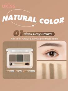 ukiss 哑光眉粉，带 2 个刷头，轻盈、顺滑、持久、防水防汗、自然渐变、轮廓和眉粉调色板 - #02 Milky Brown - 查看 10