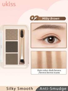 ukiss 哑光眉粉，带 2 个刷头，轻盈、顺滑、持久、防水防汗、自然渐变、轮廓和眉粉调色板 - #02 Milky Brown - 查看 3