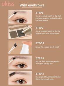 ukiss 哑光眉粉，带 2 个刷头，轻盈、顺滑、持久、防水防汗、自然渐变、轮廓和眉粉调色板 - #02 Milky Brown - 查看 8