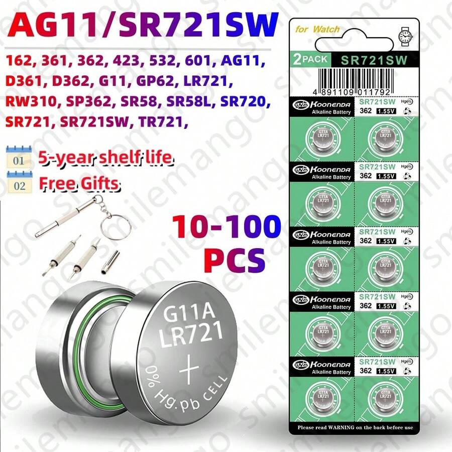 4 Batterie A Bottone Varta 362 (SR721SW / SR58 / AG11 / LR721) – 1,55V, 21 MAh, Ossido D'argento, Nuove - Foto 1