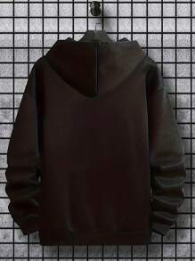 Sudaderas de moda para hombre con patrón de columpio de dibujos animados, bolsillo canguro y cordón, manga larga versátil y elegante, sudadera con capucha, top casual suelto para otoño invierno - Negro - Ver 2