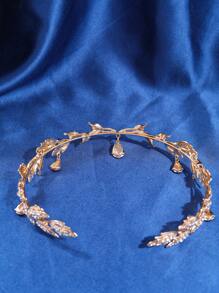 1pc Gold Crown With Rhinestones And Water Drop Design Forrest Girl Style Tiara Headband For Birthday Or Wedding Vintage Valentine's Day Accessories - Đỏ - Xem 5