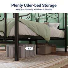 Allewie Twin/Full/Queen Size Bed Frame With Headboard, Metal Bed Frame With Butterfly Pattern Design Headboard & Footboard, No Box Spring Needed, Easy Assembly, Black/White * Bed Frame Queen Queen Bed Frame Bed Frame Full Full Size Bed Frame King Size Bed Frame Twin Bed Frame Room Decor Home Decor Christmas Decor Bedroom Decor Valentine Day Decor Storage Living Room Decor Furniture House Decor - 黑色 - 查看 7