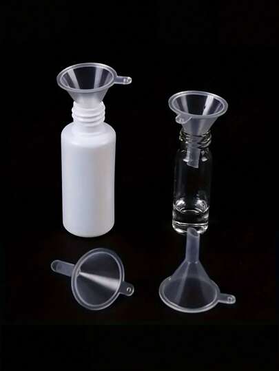 طقم قمع بلاستيكي شفاف صغير 10/5/2/1 قطعة - أداة سهلة لنقل وملء السوائل للعطور والزيوت الأساسية والمواد الكيميائية المعملية ولوازم الحرف - تصميم متين وصغير وشفاف للسكب الدقيق