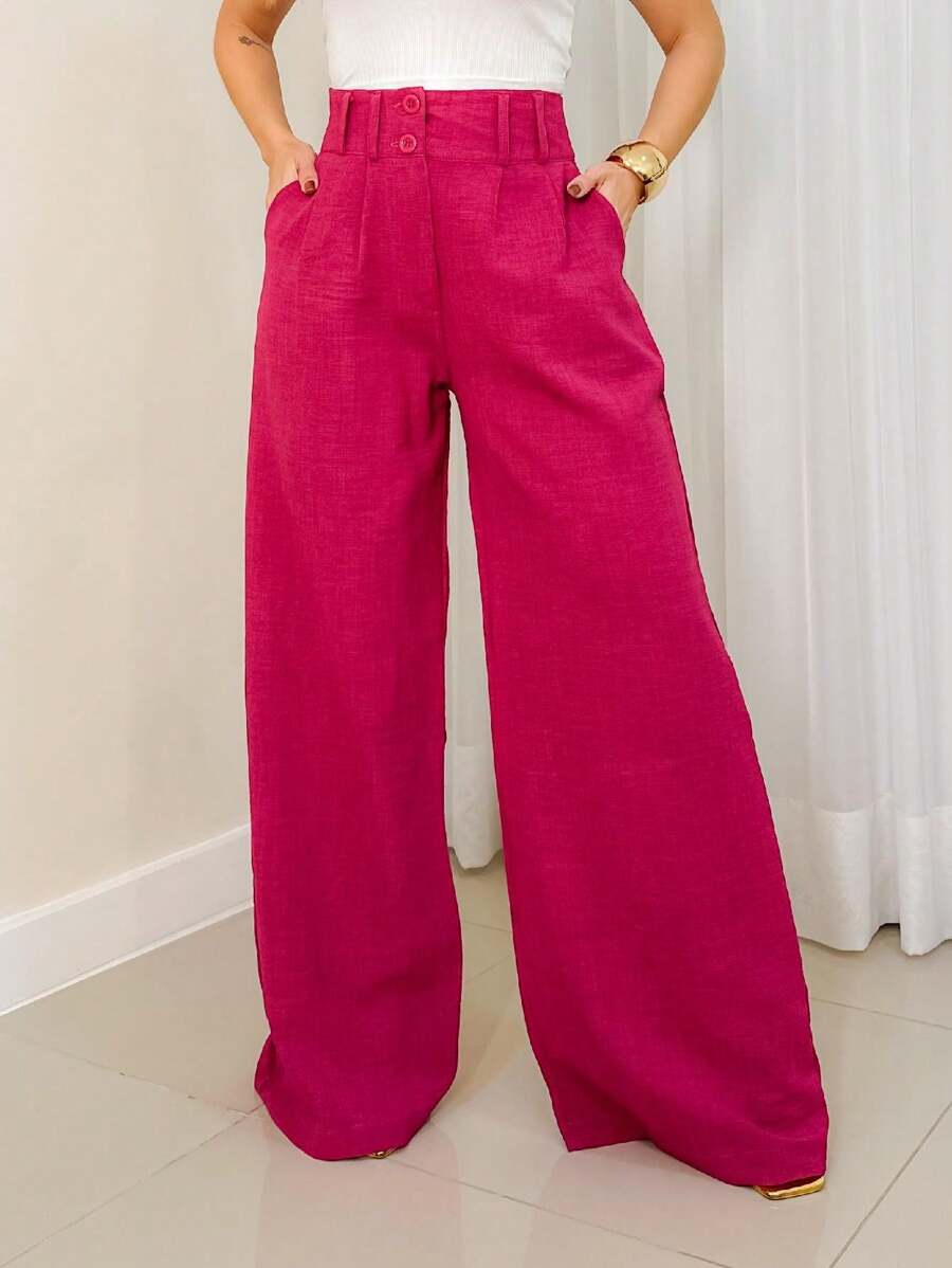 Social Stone Mode Linen Tailor Pantalona Pants - Violet Purple - View 1