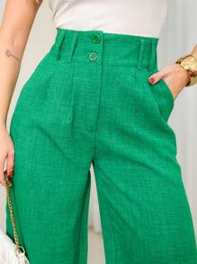 Social Stone Mode Linen Tailor Pantalona Pants - Green - View 5