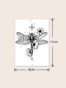 1pc Waterproof Temporary Tattoo Sticker, Minimalist Dragonfly Design, Suitable For Hands/Legs Daily Use, Unisex - Grey - View 5