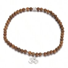 Collar de cuentas de madera natural con el  del Buddha, OM, para hombre o mujer y pulsera de múltiples capas del chakra, joyería vintage