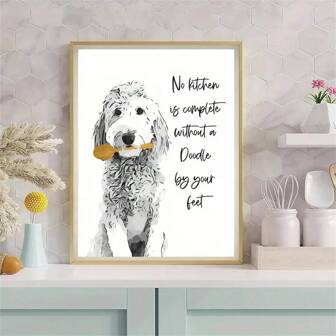 1pc Frameless Graffiti Dog Poster Wall Art Decoration - Canvas Printing - Waterproof, Light Resistant, Antioxidant - Animal Printing And Hungry Dogs In The Kitchen Gifts Birthday Graduation