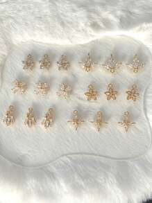3pcs Fashion Copper Micro Pave Cubic Zirconia Flower Pendant Charms For Necklace & Bracelet DIY Valentines
