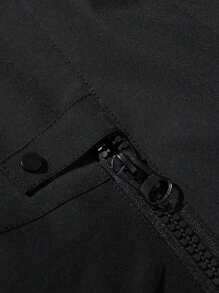 纯色连帽长袖拉链风衣夹克，带拉链口袋，百搭运动夹克，适合男士春秋登山和户外运动服 - 黑色 - 查看 8