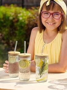 12 Unidades de Palhas de Vidro Reutilizáveis com 2 Escovas de Limpeza - Cores e Estilos Variados, Palhas para Bebidas, Smoothies, Café Gelado, Drinques, Bebidas de Verão, Suprimentos para Festa, Ideias de Presente para Natal, Aniversário ou Réveillon, Materiais Escolares