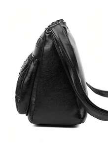 New Simple Soft Leather Mother Bag Middle-Aged And Elderly Durable Shoulder Casual Women's Shoulder Bag.[ Zipper Direction Random ] - Black - View 2
