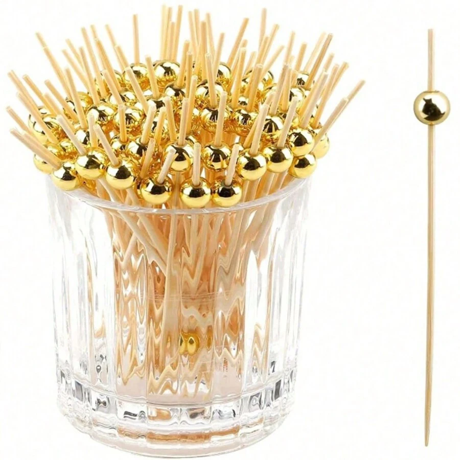 700 pièces/200 pièces/100 pièces/50 pièces/10 pièces Brochettes/bâtonnets en bambou jetables. Design de perles créatif, convient pour la cuisine, la table à manger et les fêtes, la cuisine, comme cadeau de Noël