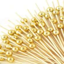 700 pièces/200 pièces/100 pièces/50 pièces/10 pièces Brochettes/bâtonnets en bambou jetables. Design de perles créatif, convient pour la cuisine, la table à manger et les fêtes, la cuisine, comme cadeau de Noël