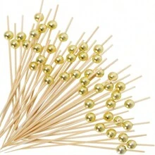 700 pièces/200 pièces/100 pièces/50 pièces/10 pièces Brochettes/bâtonnets en bambou jetables. Design de perles créatif, convient pour la cuisine, la table à manger et les fêtes, la cuisine, comme cadeau de Noël