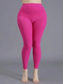 1件装加大码女士时尚透明高弹力紧身裤，舒适