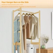UNHO Tall Slim Storage Cabinet With Dual Door Freestanding Garment Rack Wardrobe Storage Shelves For Bedroom Halloween Decorations Halloween Costumes Autumn Decor Festival DecorCoat Rack Back To School - Natural Wood - View 7