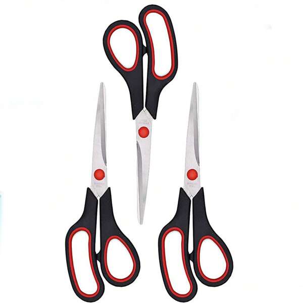 Tijeras, tijeras de uso múltiple para oficina, tijeras afiladas ultra de 8.5 pulgadas, mangos con agarre cómodo, tijeras domésticas resistentes y afiladas - Paquete de 3, diestras/zurdas