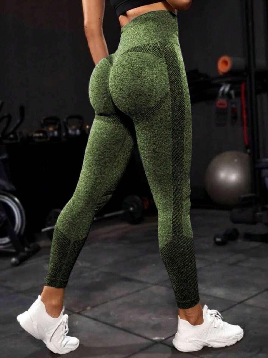 Kliou Fashion High Waist Leggings Lifts Butt Comfortable 3D Fitness Yoga Leggings - màu xanh lá - Xem 1