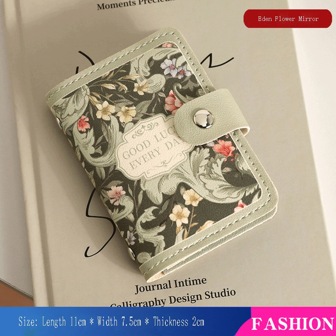 2024 花卉油画卡夹 - 复古女士钱包，带多卡槽，大容量身份证收纳袋，RFID 屏蔽钱包可容纳 20 多张卡