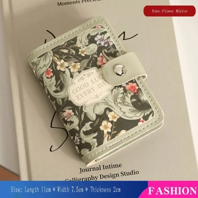 2024 花卉油画卡夹 - 复古女士钱包，带多卡槽，大容量身份证收纳袋，RFID 屏蔽钱包可容纳 20 多张卡