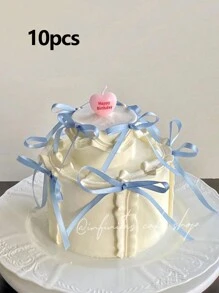 10Pcs DIY Ribbon Bow Cake Decorations Black Silk Cake Skirt Bow Design Cake Decoration Graduation Cake Toppers To Decorate Your Cakes For Festival Gift Wrapping Party Decoration Birthday Party Table Decoration - Multicolor - View 11