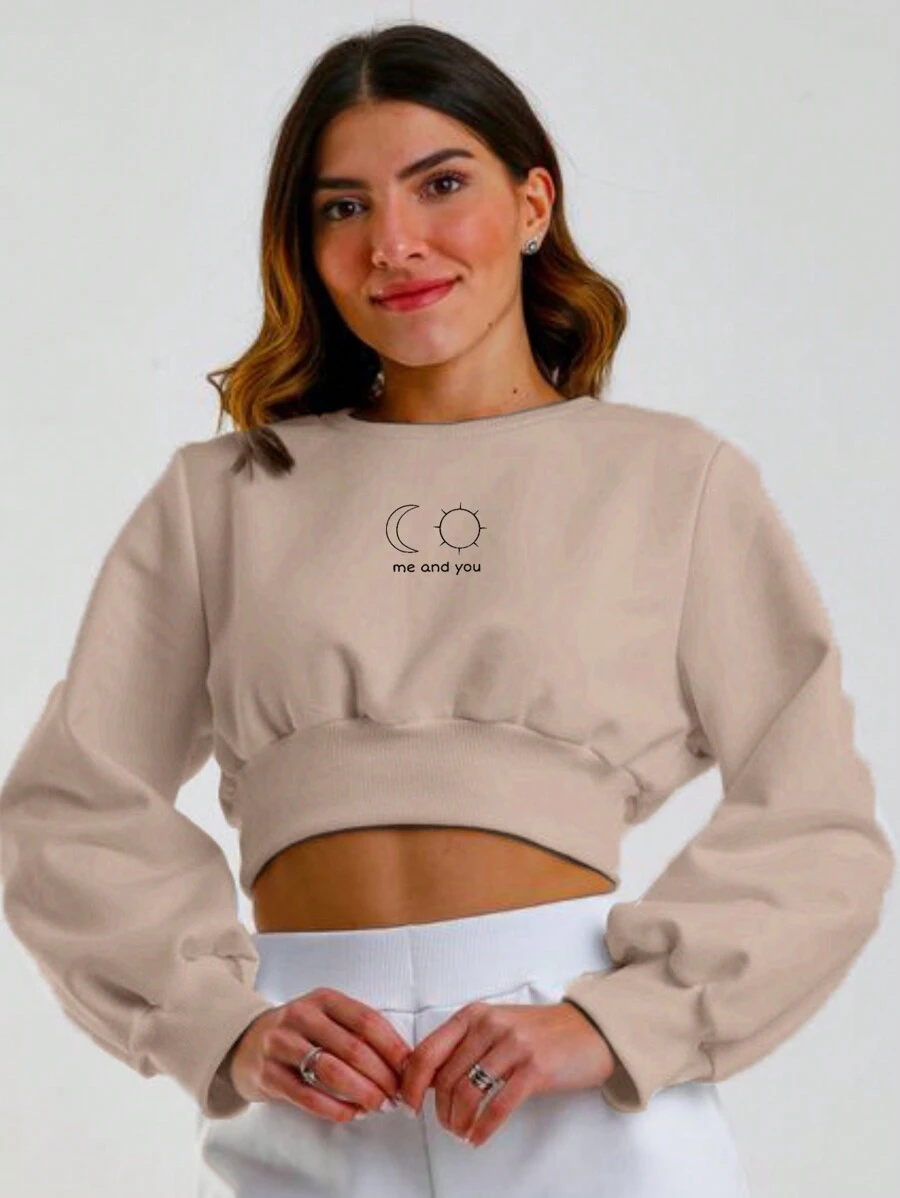 Cropped Women's Sweatshirt Me And You Me And You Various Colors - 米色 - 查看 1